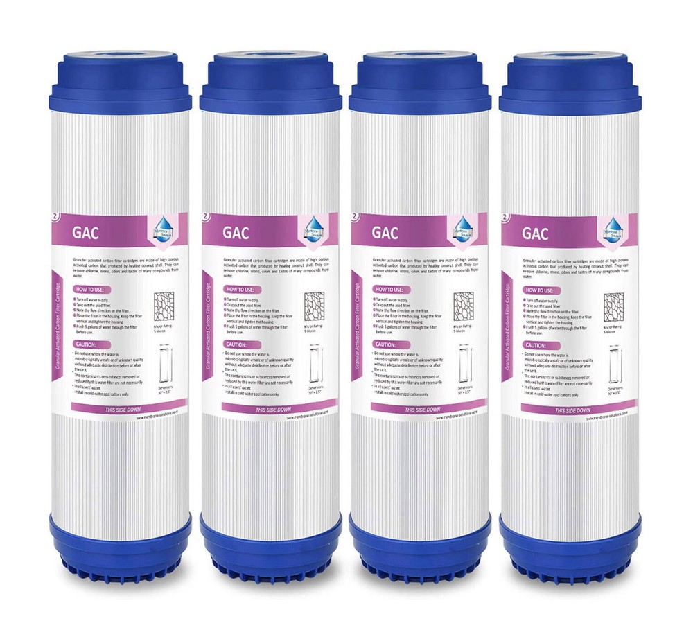 4 Pack 5 Micron 10"x2.5" Granular Activated Carbon Water Filter GAC Replacement