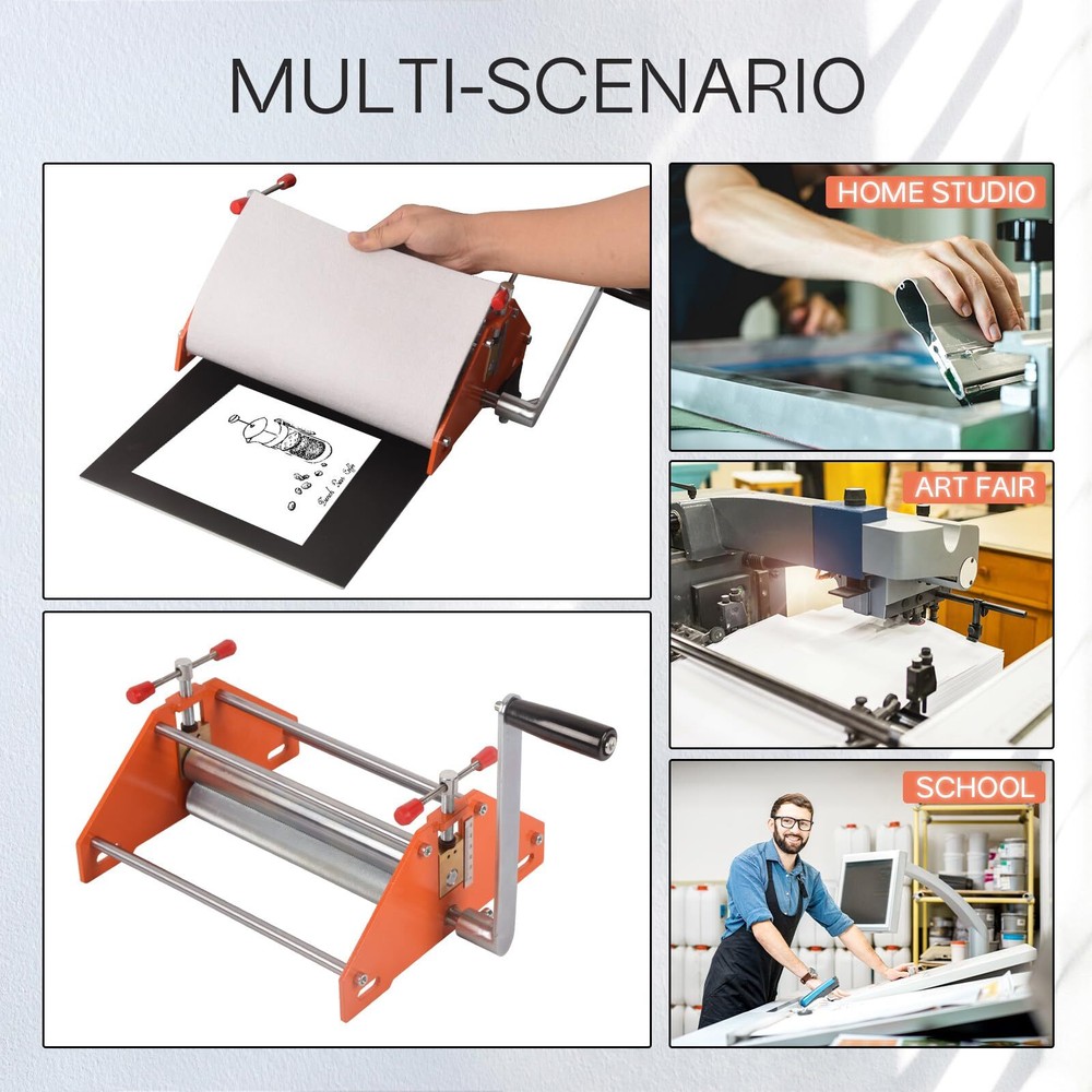 Basic Etching Press Printing Machine Metal Construction w/Anti-Slip Sticky Plate