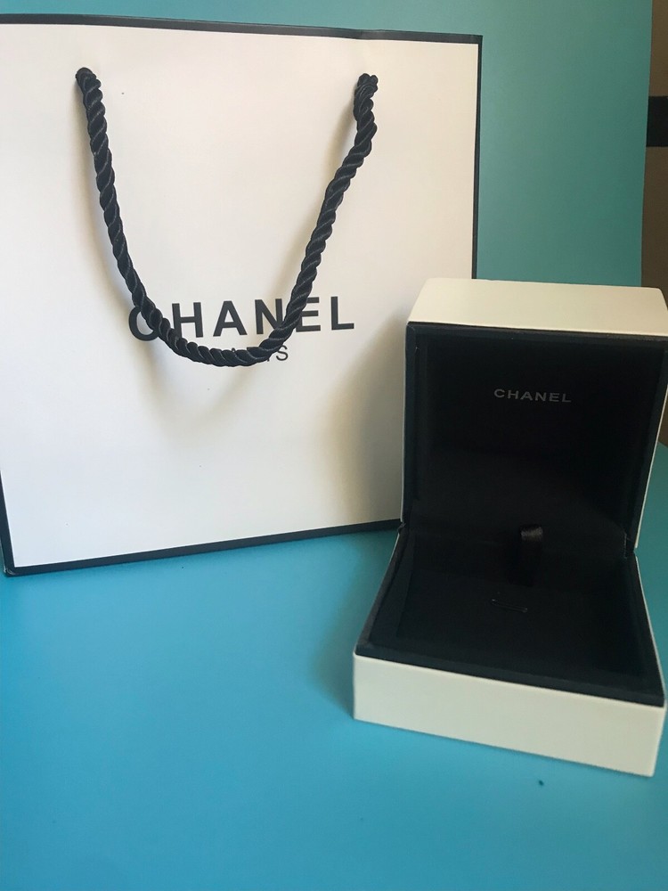 CHANEL Ring/ Pendant /Earrings Gift Box + Gift Bag SET Authentic Black & White