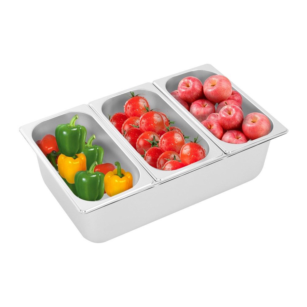 Three-compartment Fruit Pan, Fruit Pan with Acrylic Lids Water-filtering Gaskets