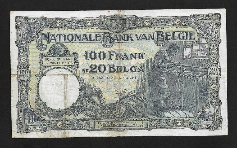 Belgium p-102 , VF, 100 Francs, 1932