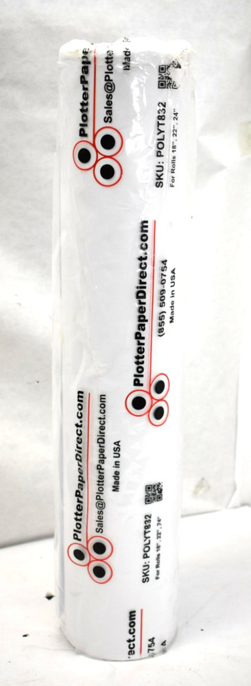 Plotter Paper Direct Paper Roll POLYT832 Rolls White Large 24" x 100'