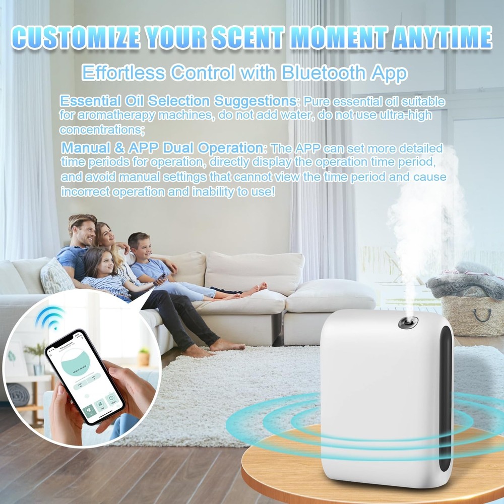 Waterless Diffuser for Home, Scent Air Machine for Home with Bluetooth-Connec...