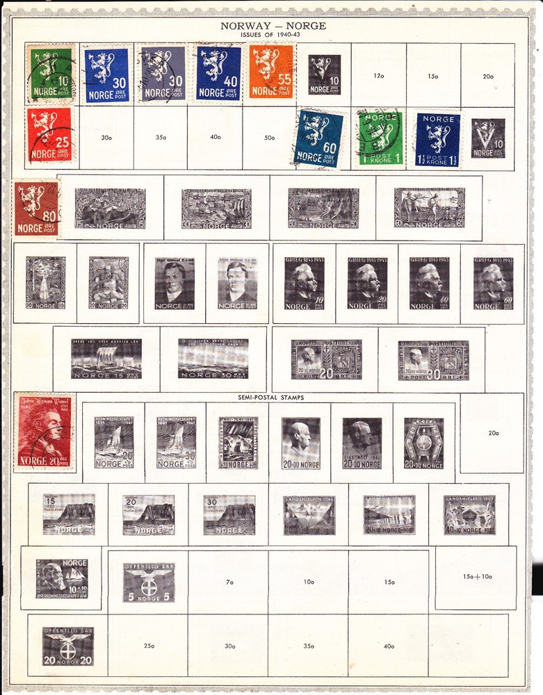 Norway Stamps on pages