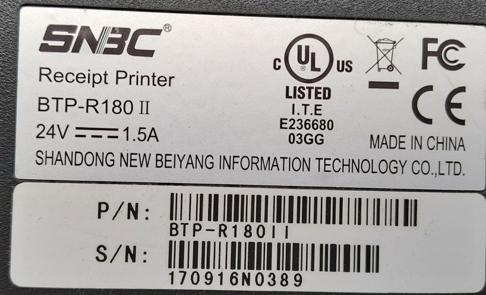 SNBC RECEIPT PRINTER BTP-R180II
