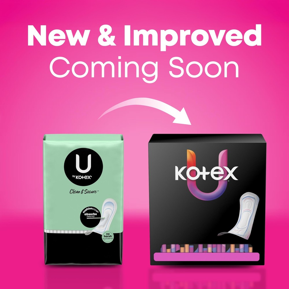 U by Kotex Clean Secure Ultra Thin Pads, Regular Absorbency, 176 Count