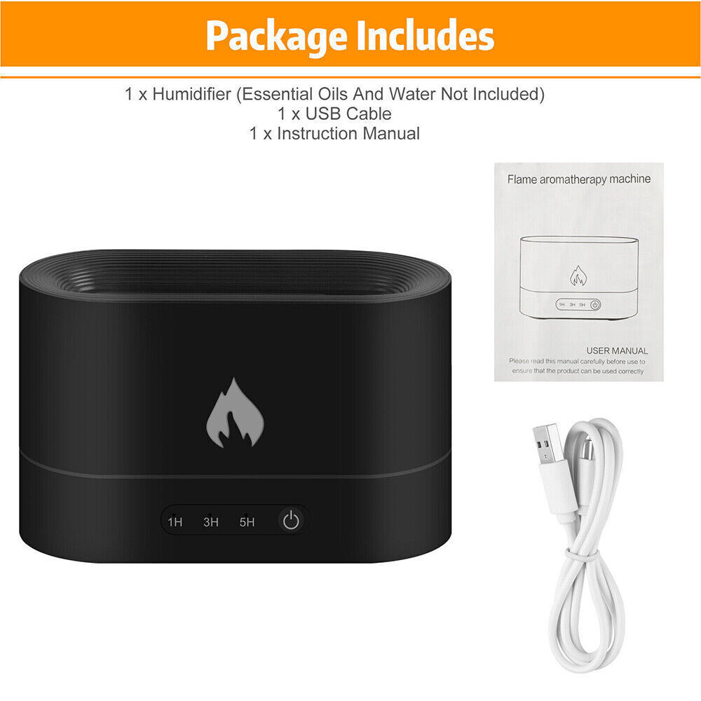3D Flame Mist Home Decor Air Humidifier Essential Oil Aroma Diffuser USB 250ml