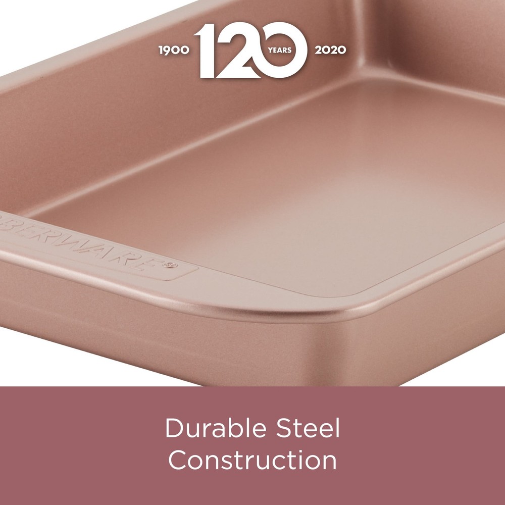 4 Piece Rose Gold Bakeware Set Nonstick W/ Dishwasher Safe & Stackable