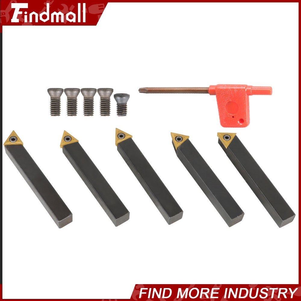 5Pcs 1/2 Inch Carbide Indexable Turning Tool Lathe Tool Bit With Carbide Inserts