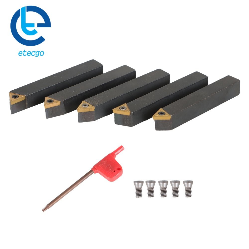 Carbide Indexable Turning Tool Bit With Carbide Inserts 5 PACK 3/8"
