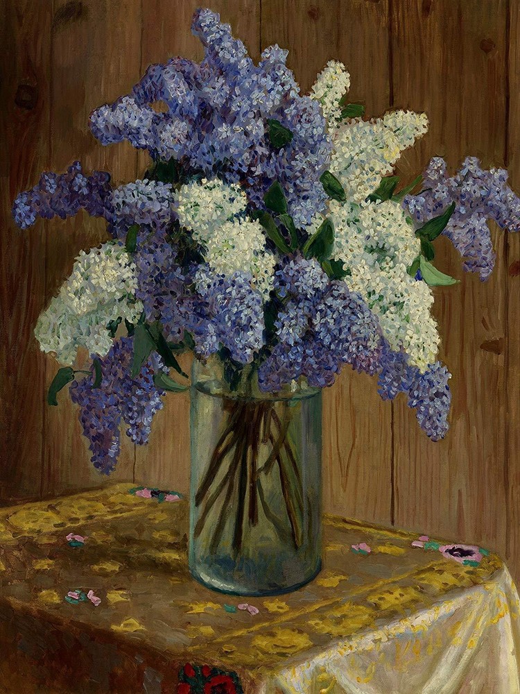 Lilacs by N.Belsky Glass vase Table Tile Mural Kitchen Backsplash Marble Ceramic