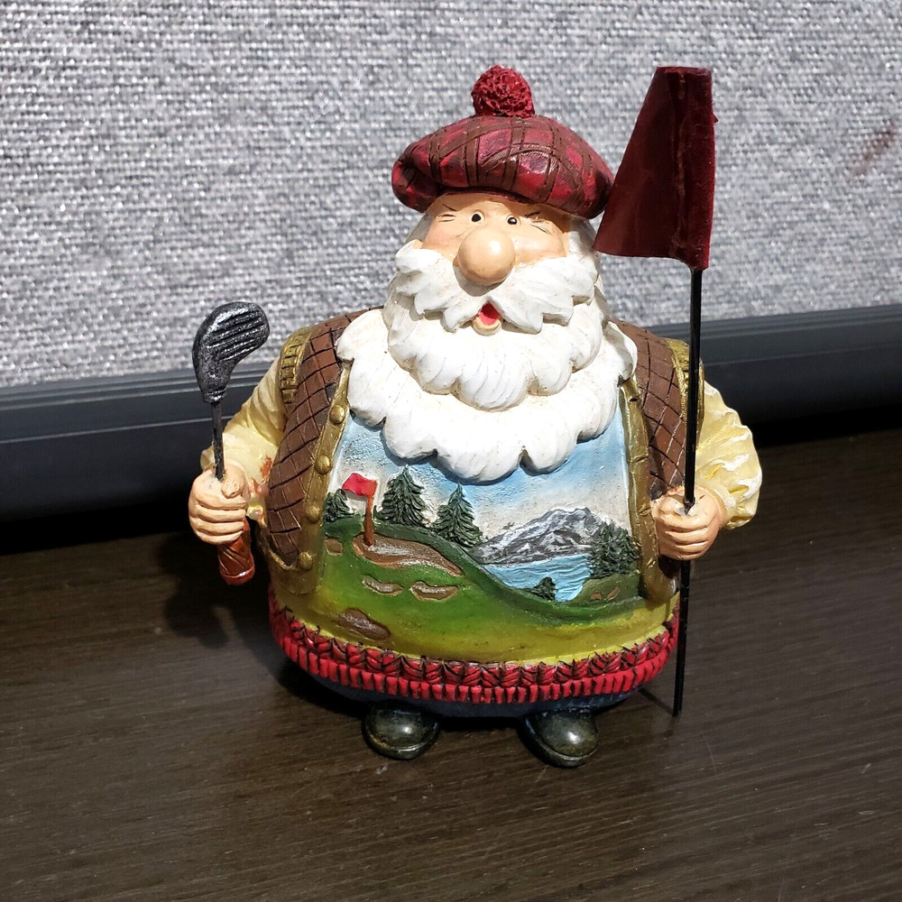 Santa Golfer Ceramic Figurine 5" H Gift for golfer