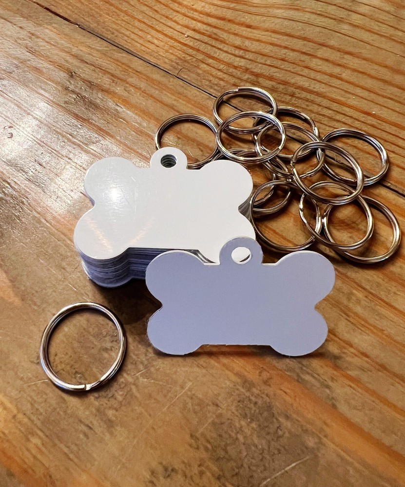 Blank Sublimation Bone Shaped Dog Tags - 20 Tags - Double Sided with Split Ring