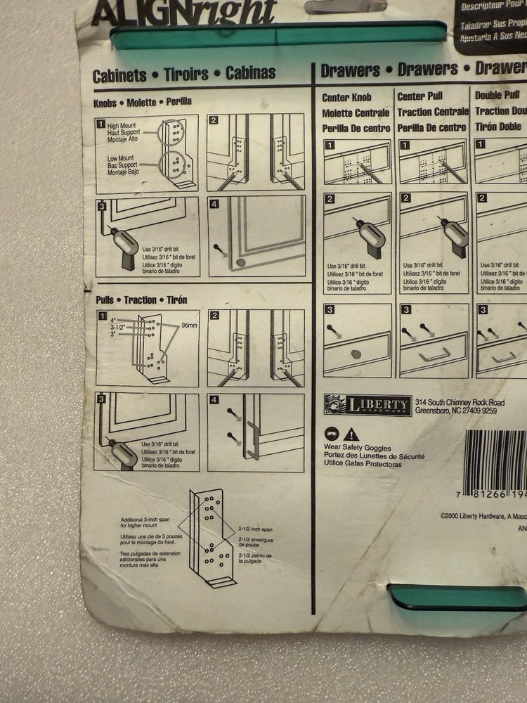 Cabinet Hardware Installation Template AN0191C-G-Q