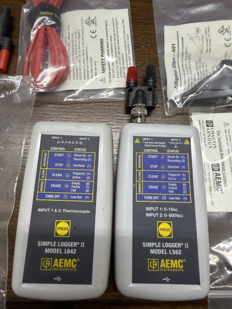AEMC Instruments Simple Logger II LOT Of 2 With Accessories