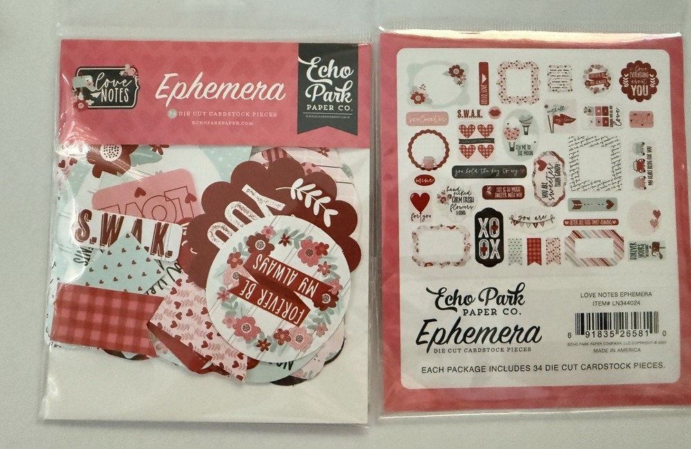 Echo Park Paper LOVE NOTES Ephemera Pieces~NICE~Quick Ship!