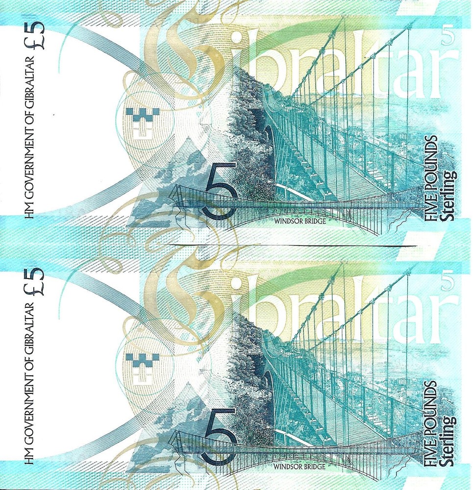 Gibraltar 2x 5 pounds 2020 P-42 UNC consecutive