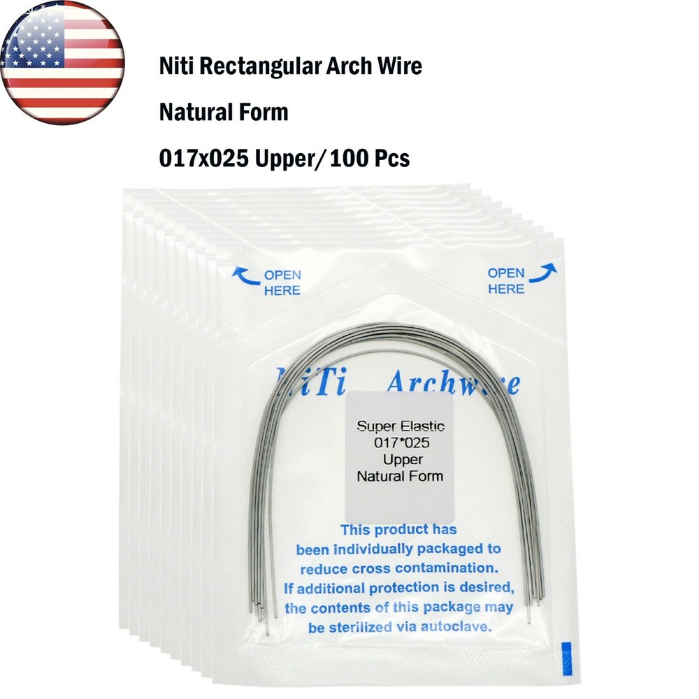 US Dental Orthodonic Rectangular Natural Form Niti Arch Wire Upper/Lower 100 Pcs