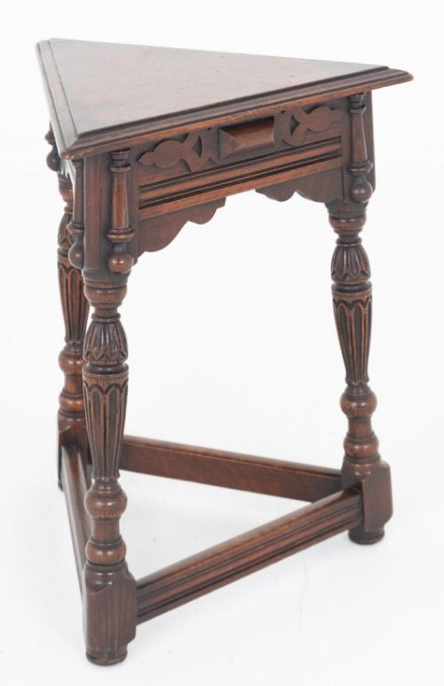 Jacobean Revial Stool Oak Seat Bench