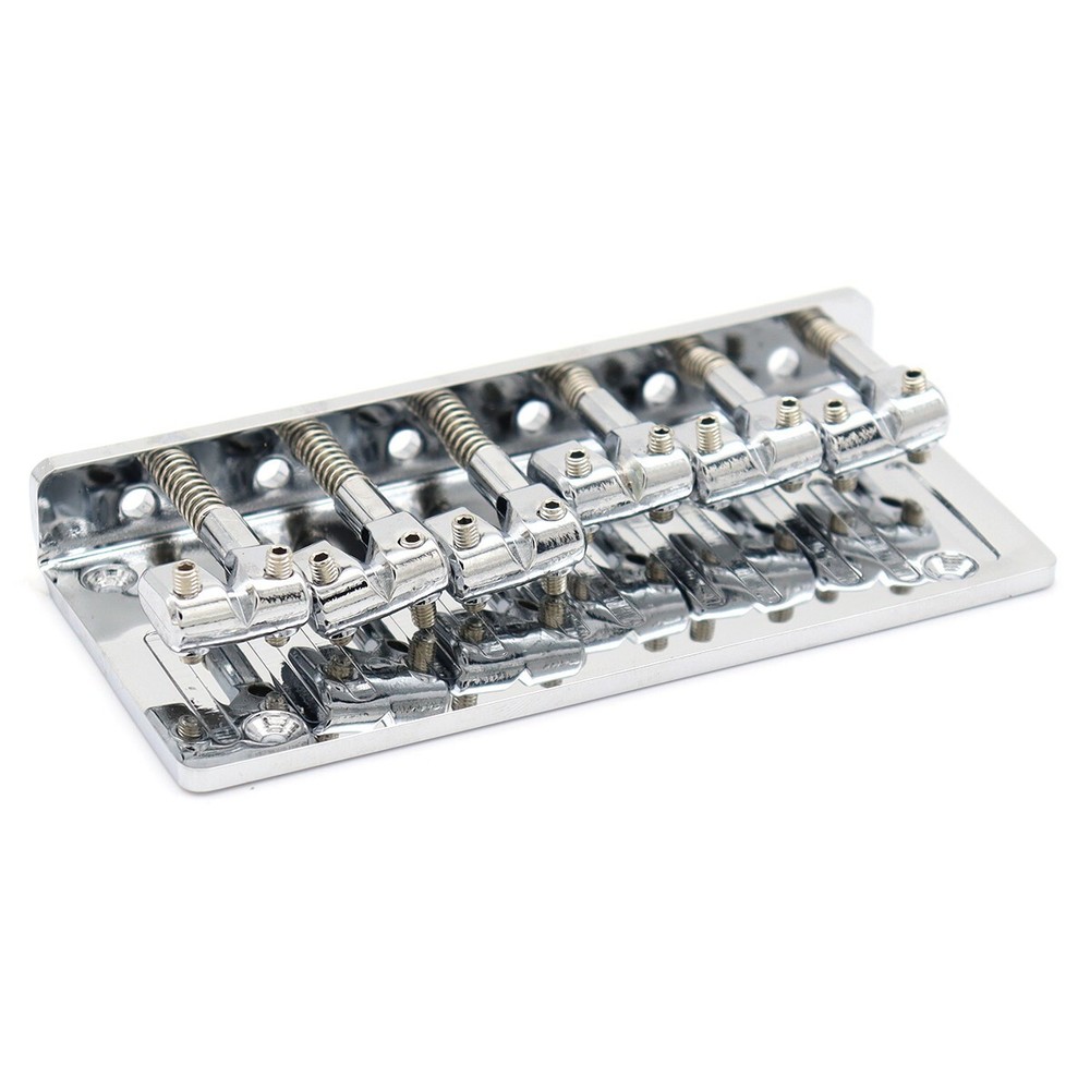 6String Metal Fixed Bass Bridge L-Shaped Saddle Bridge Top Load Tailpiece Silver