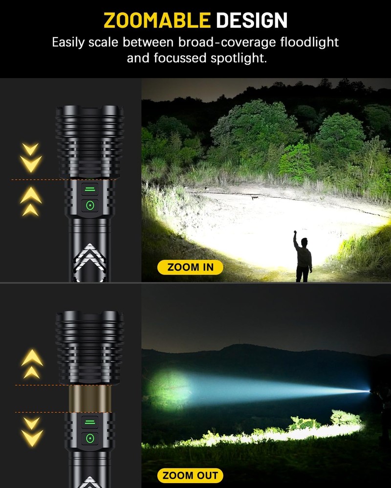Rechargeable Flashlights 2000 High Lumens - Super Bright Flashlight - Waterpr...