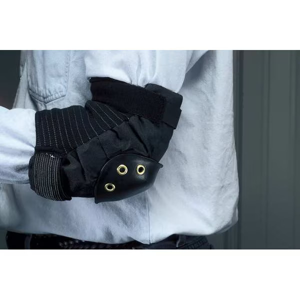 Elbow Pads, Hard Shell, Plastic, Fabric Pad, Nylon Cap, hook-and-loop Closure, 2