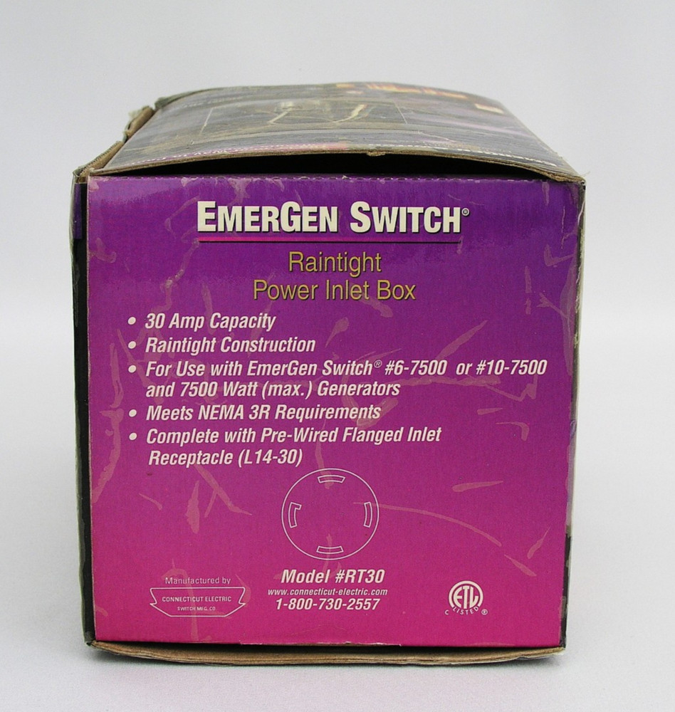 EmerGen Transfer Switch 30 Amp - Model # RT30 - NEW IN BOX - RAINTIGHT POWER BOX