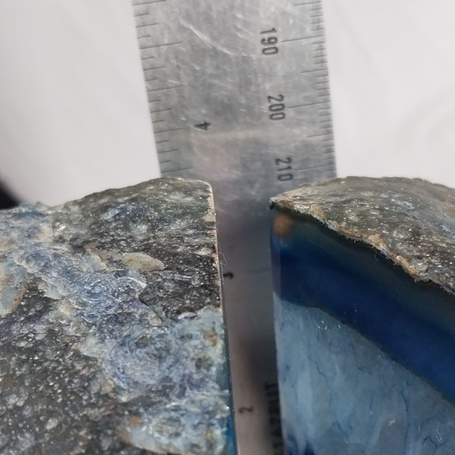 Large Blue White Gray Agate Geode Semi-Circle Natural Crystal Finish