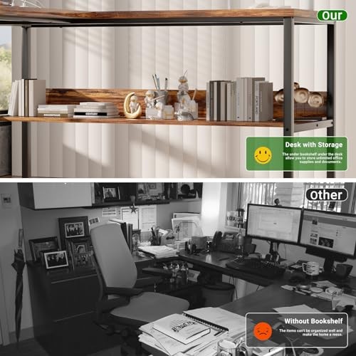 L Shaped Computer with Magic Power Outlets and USB Charging Desk Rustic Brown