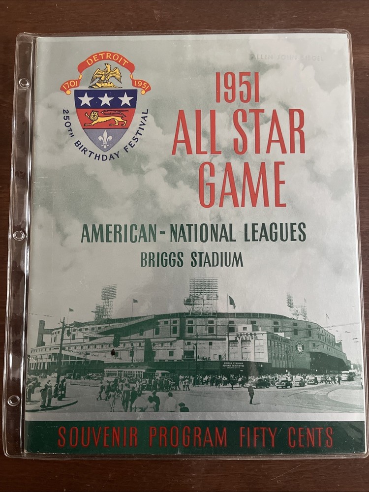 1951 MLB BASEBALL ALL STAR GAME PROGRAM BRIGGS STADIUM DETROIT