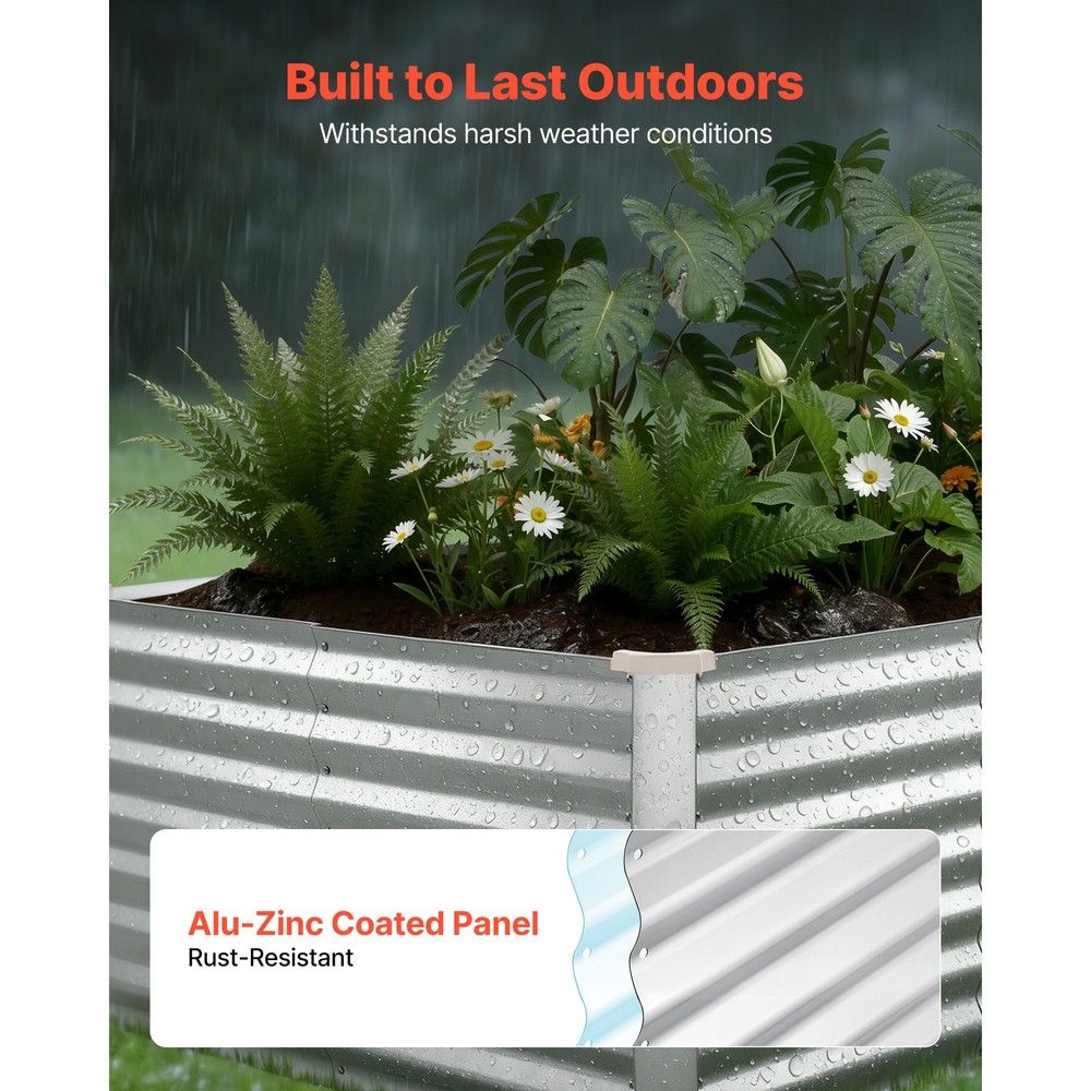 Uimoso Galvanized Metal Raised Garden Bed 8 x 4 x 2 ft Rectangular Planter Box