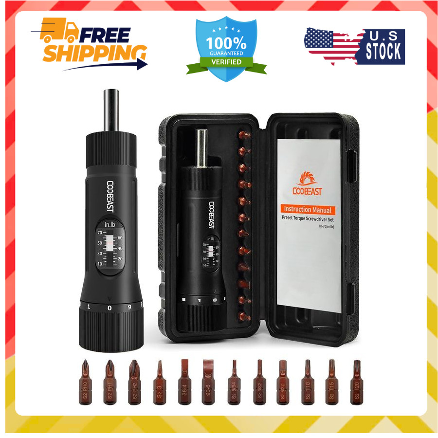 13 Pcs Preset Torque Screwdriver with S2 Bits Set