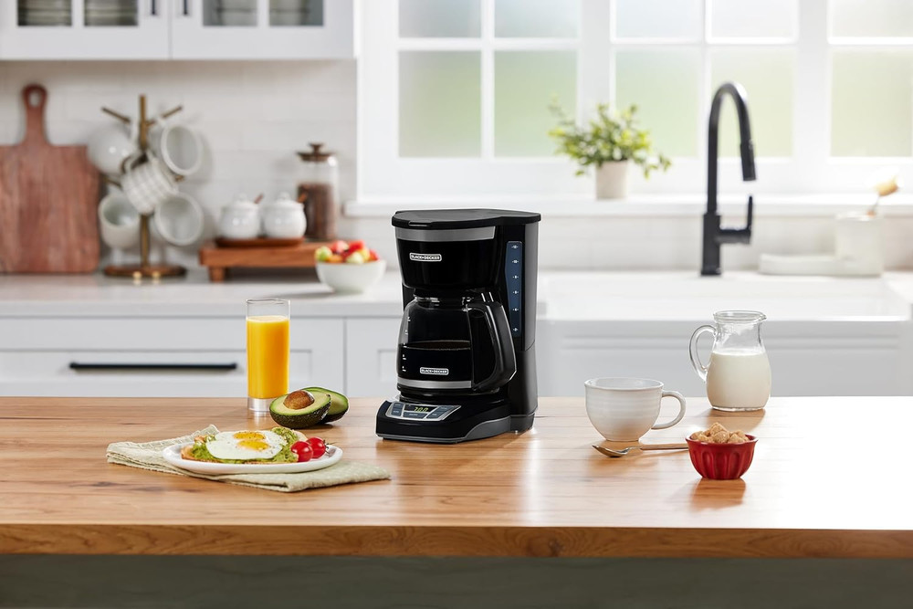 BLACK+DECKER 12-Cup Programmable Coffee Maker with Washable Filter, Black