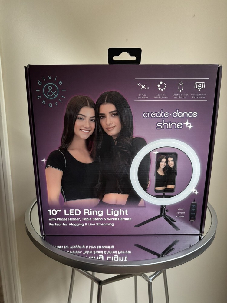 Dixie & Charli 10" Led Ring Light with phone holder, table Stand & wired Remote✨
