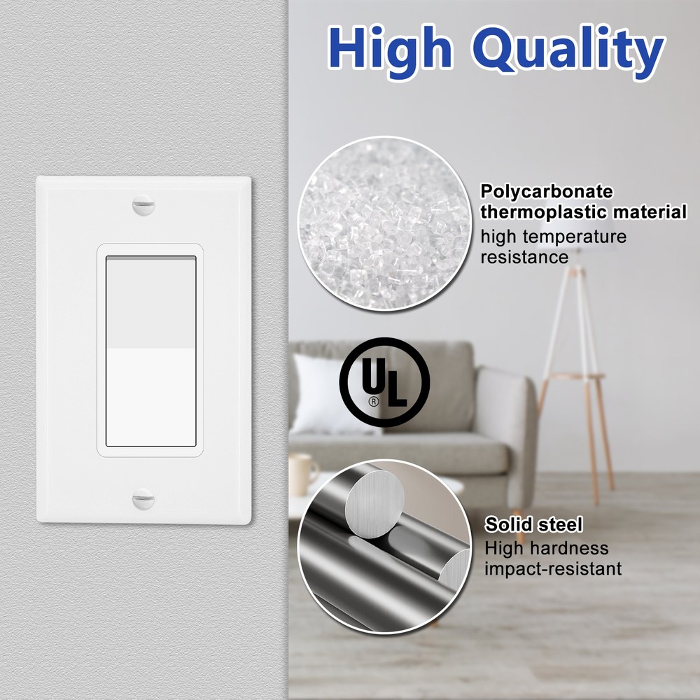 24PCS Decorator Single Pole Wall Switch Paddle Rocker Decorative ON/OFF Light UL