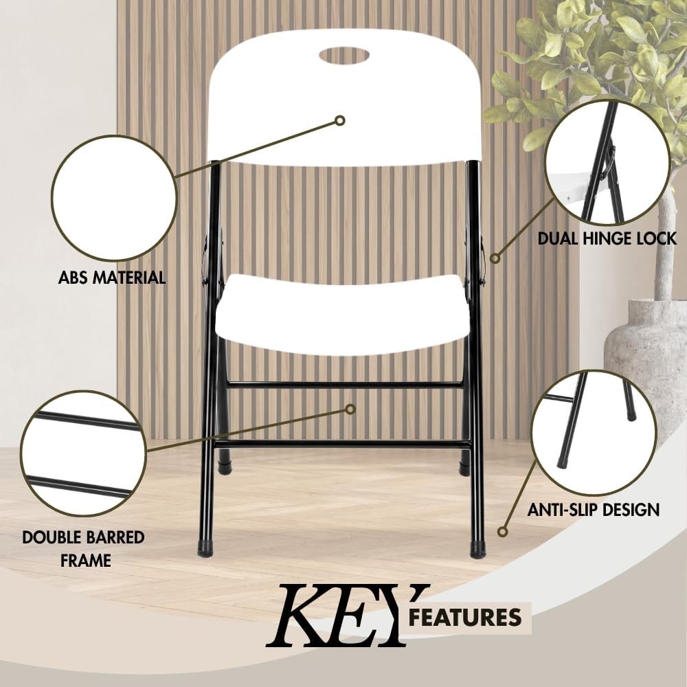 2-Pack Heavy Duty Plastic Folding Chair, 450 lbs Capacity Foldable Chairs