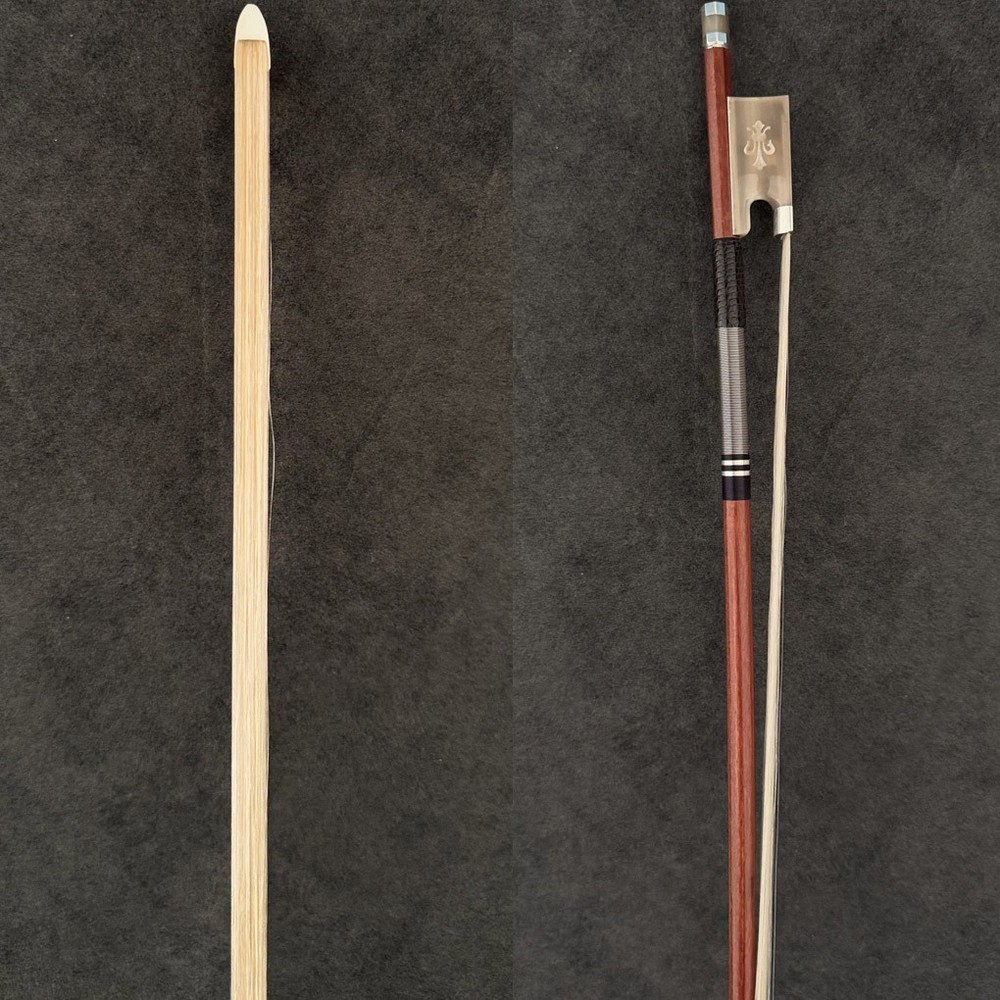 Master Antique Pernambuco Violin Bow 4/4 White OX Fleur-De-Lys Frog Silver Pro