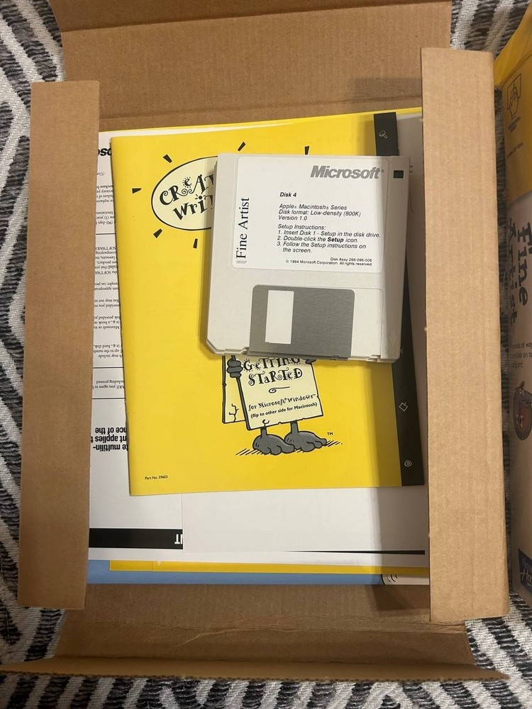 Microsoft Fine Artist Macintosh Software Boxed Promo Sample Missing Disk 1