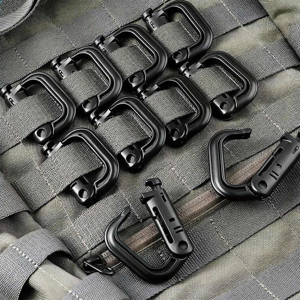 12 Pack Multipurpose D-Ring Grimlock Locking for Molle Webbing Molle Clips Hangi