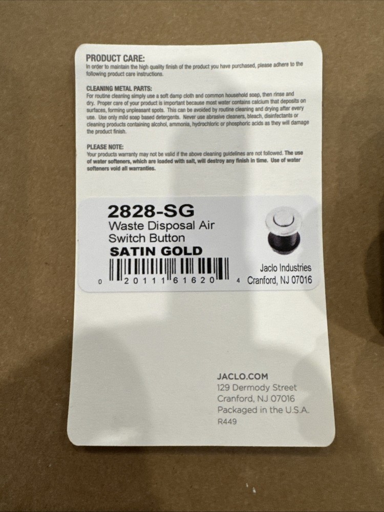 Jaclo Waste disposal air Switch button Satin gold