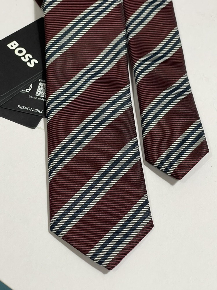 Boss By Hugo Boss Performance Italy Polyester Tie In Dark Red (width 6cm).
