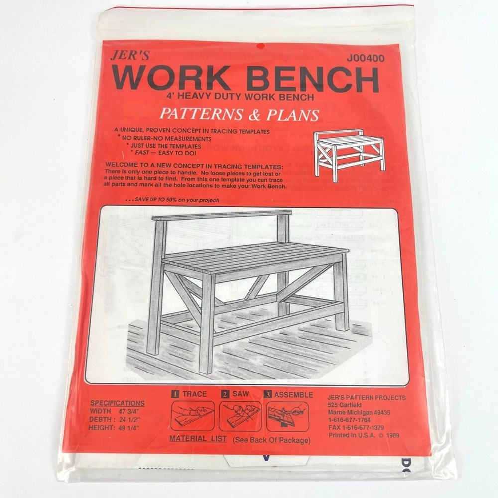Jer's Patterns & Plans Work Bench 4 feet Heavy Duty  J00400