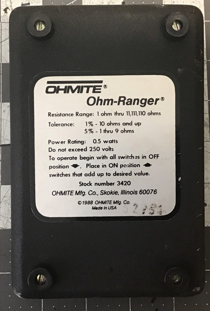 Ohmite Ohm-Ranger Decade Type Resistor #3420 (LP05V)