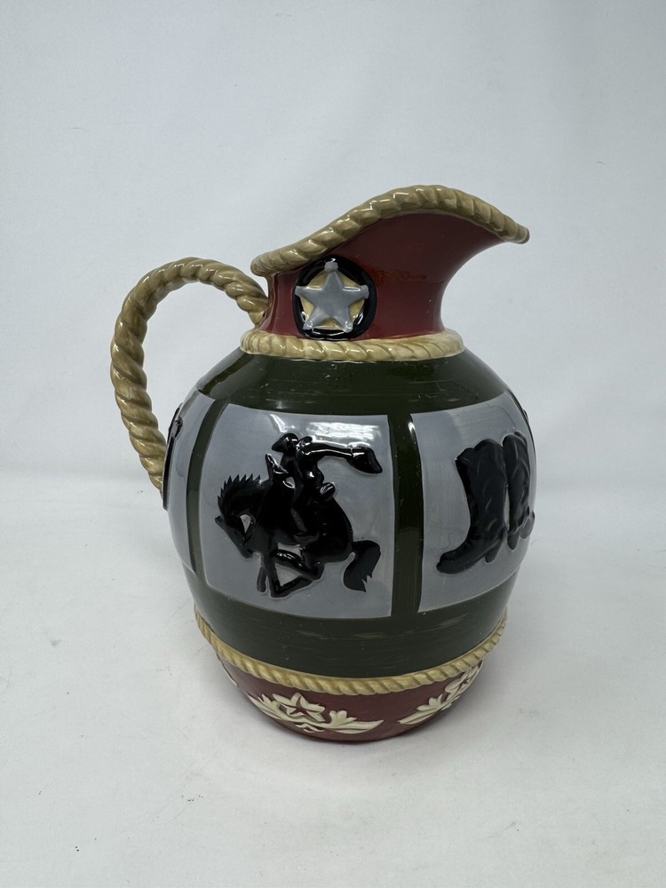 SONOMA "HAPPY TRAILS" WESTERN THEME DESIGN 80 oz. CERAMIC PITCHER