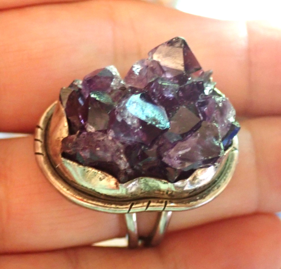 Purple Amethyst Ring Sterling Silver size 7.5