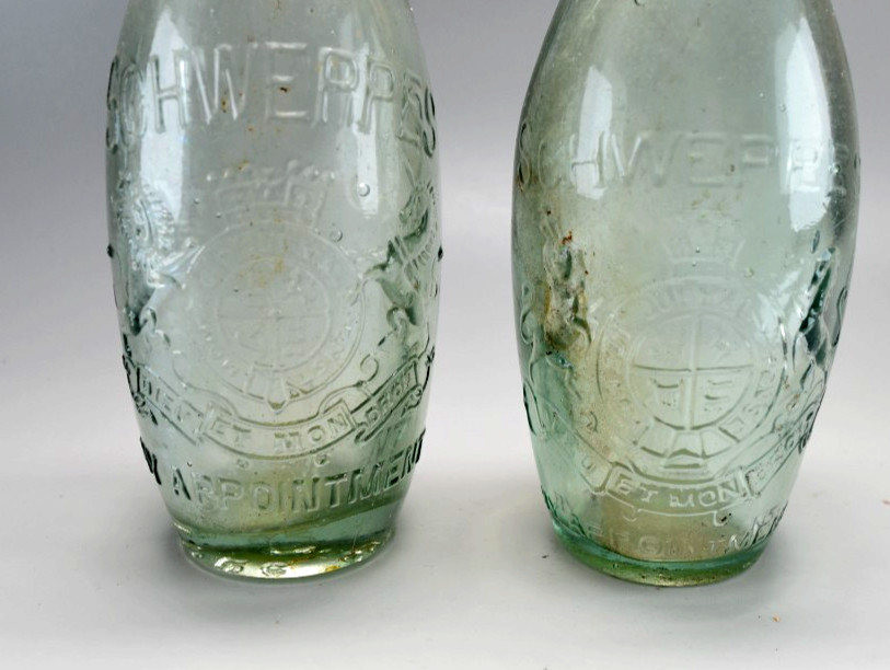 Antique Beautiful Schweppes Bottles x2