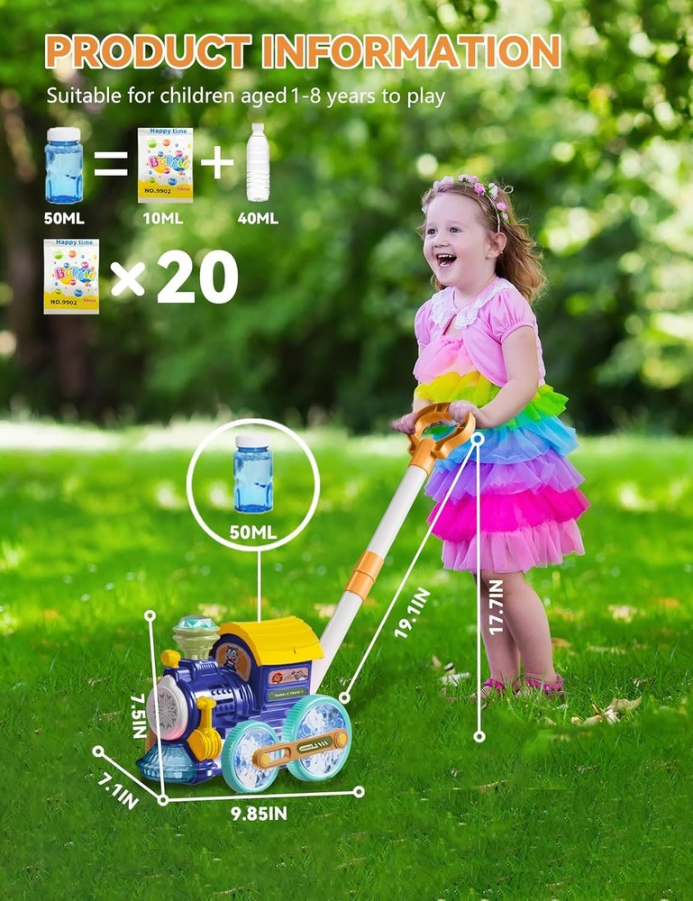 Bubble Machine,Bubble Blower Maker,Bubble Lawn Mower for Toddlers,Bubble Music T