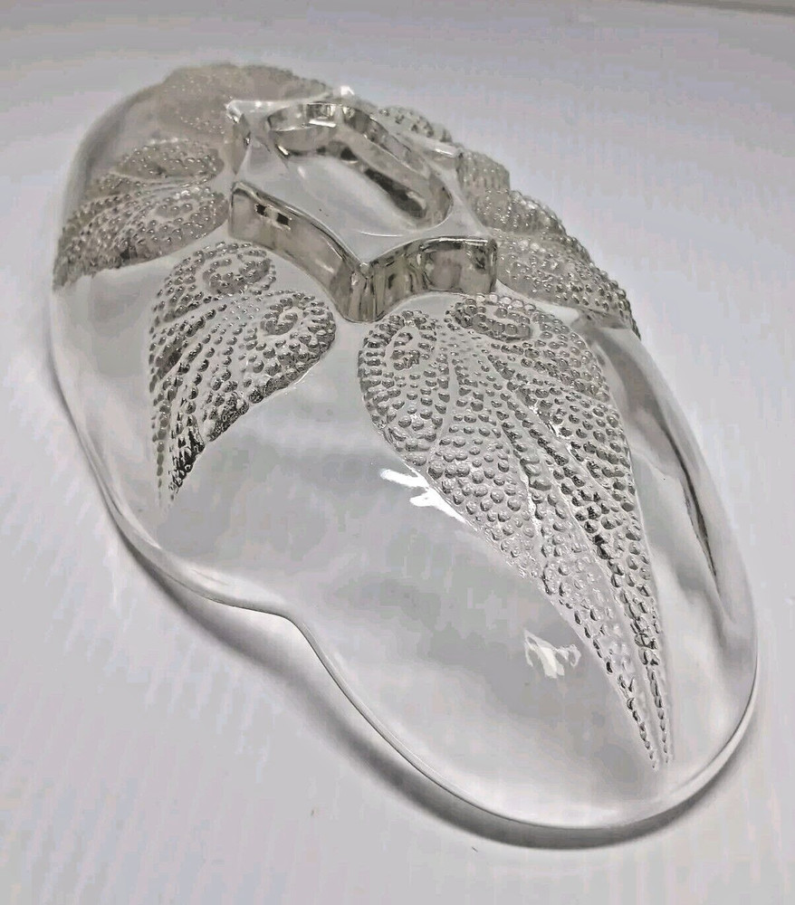 Vintage Oval Celery Dish Raised Bubble Leaves Pattern Clear Glass
