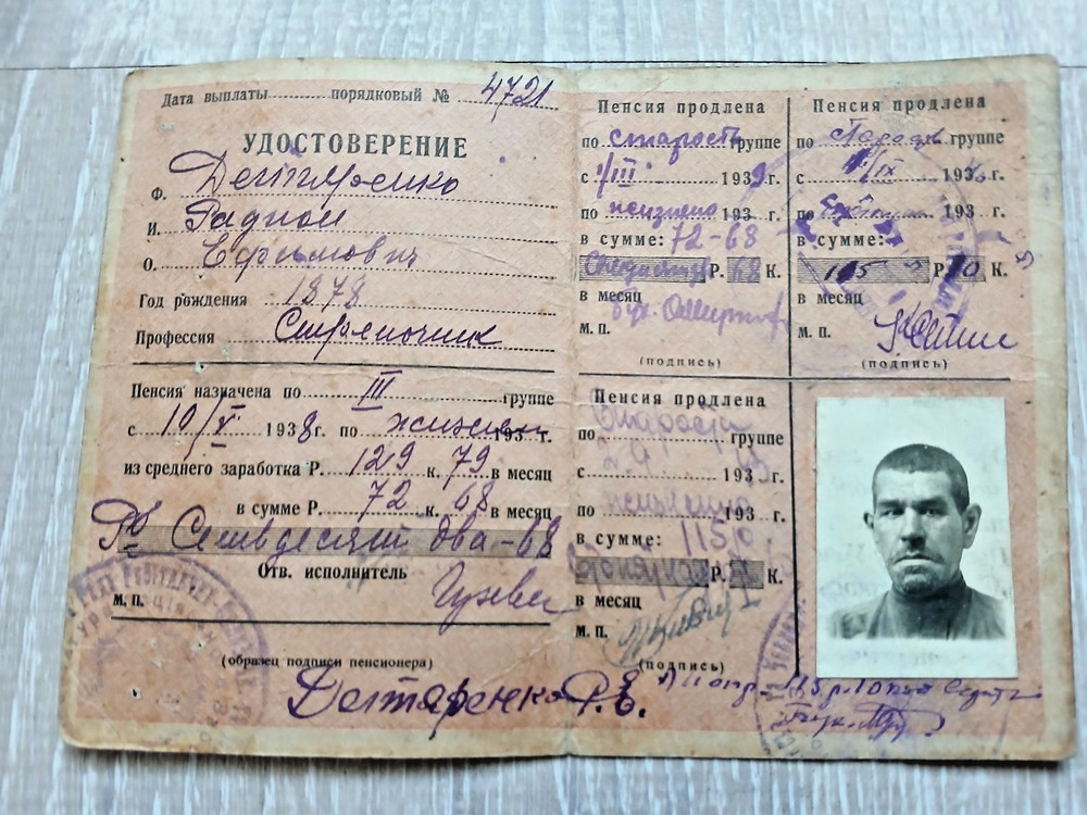 Soviet military ID card 1938 USSR
