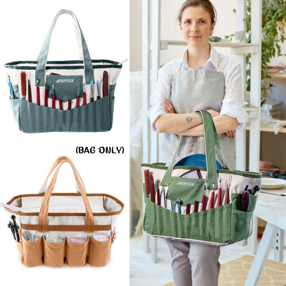Pottery Tools Bag with Pockets for Clay Sculpting Tools, Ceramic Tools– Ar